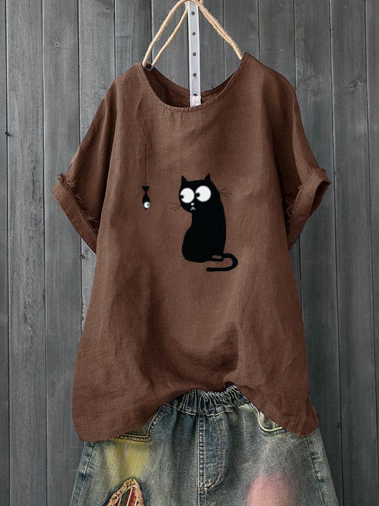 LilyWish Cartoon Print Cute Short Sleeve Casual T-Shirt