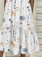Women Sleeveless Lapel Floral Printed Graphic Button Pockets Maxi Dress