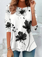 Stylish Floral Print Long Sleeve Top