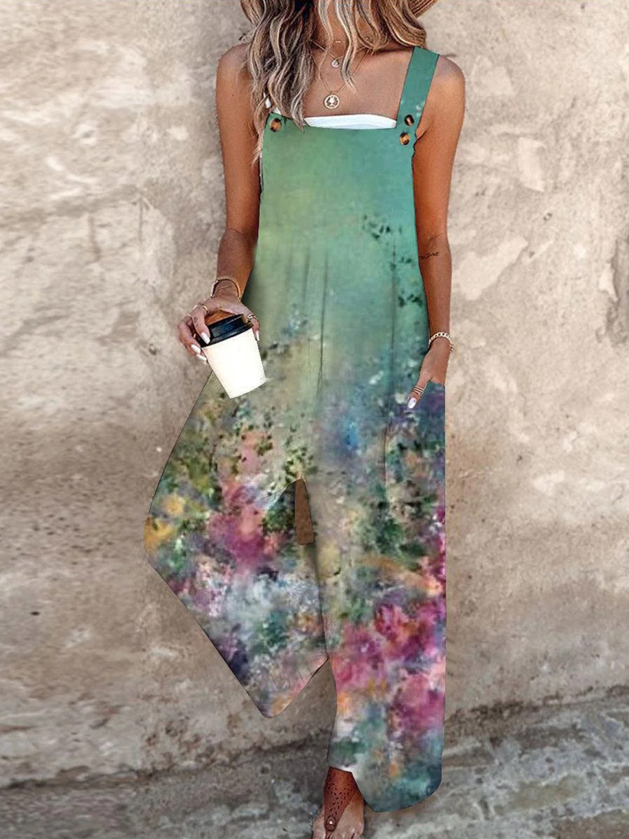 Floral Print Strap Sleeveless Jumpsuit