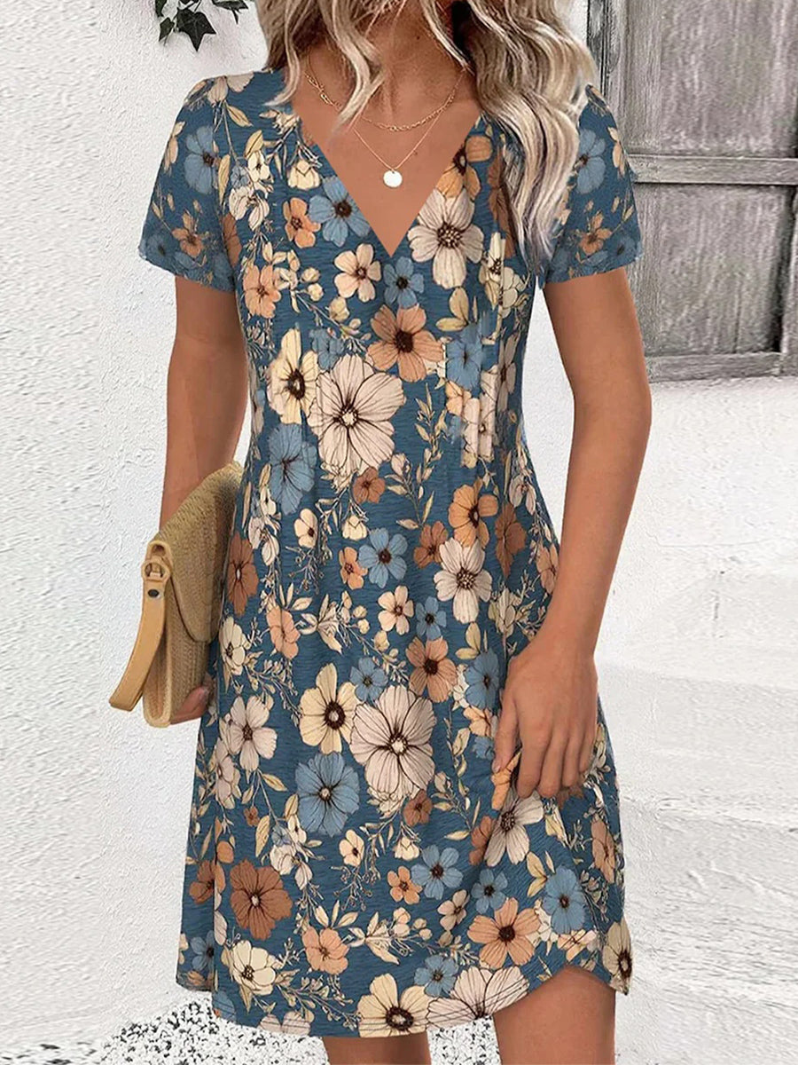 Chic V-Neck Short Sleeve Mini Dress