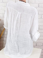 LilyWish White Solid with Buttons Casual Stand Collar Blouse