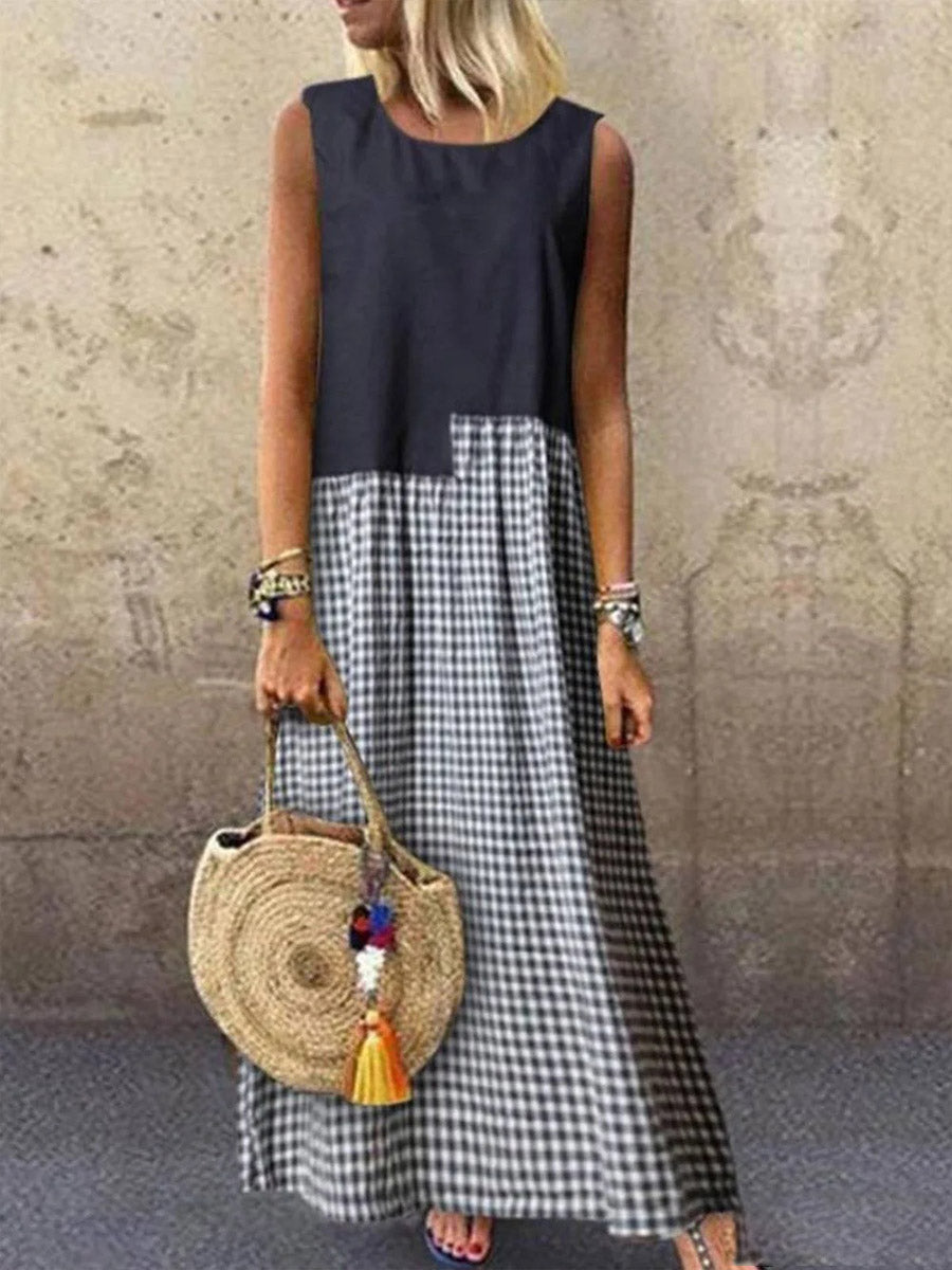 Casual Round Neck Sleeveless Weaving Dress