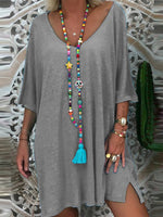 Solid Loose Half Sleeve Short Dress