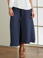 Blue Casual Solid Plain Loose Pants