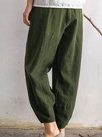 Solid Color Pockets Casual Pants