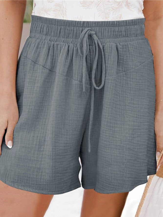 Gray Casual Solid Plain Shorts