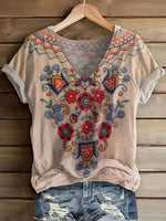 LilyWish Distinctive Short Sleeve V-Neck Top