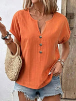 LilyWish Casual Solid Colour Short Sleeve Blouse