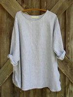 LilyWish Stripe Crew Neck Long Sleeve Blouse