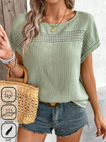 LilyWish Green Crew Neck Short Sleeves Basic Blouse