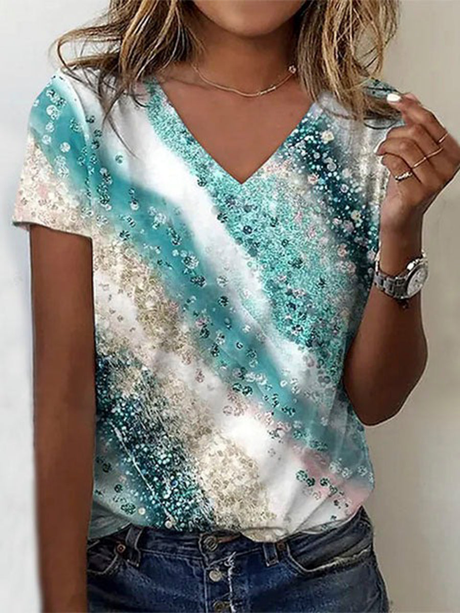 LilyWish Vivid Gradient Print T-Shirt