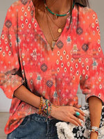 LilyWish Vintage Ethnic Print Blouse