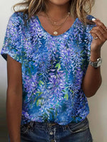 LilyWish Vintage Floral Print Short Sleeve T-Shirt