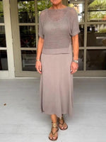 Casual Suspender Dress And Hollow Blouse Two-Piece Suit