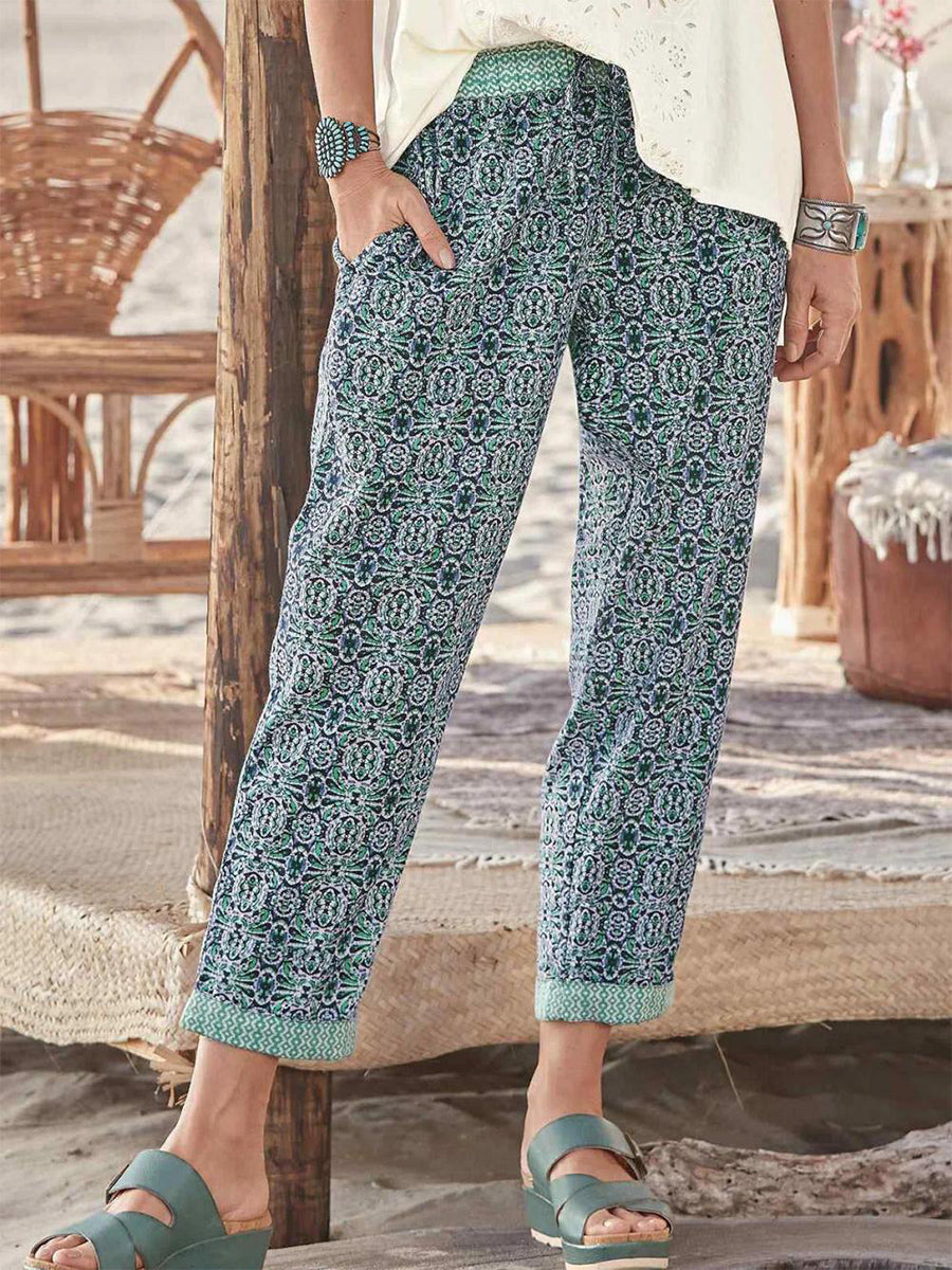 Ethnic Print Loosen Boho Casual Pants