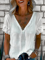 Plain Lace V Neck Daily Going Out Casual Top