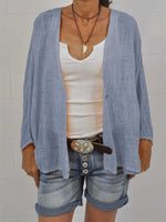 Women’s Casual Solid Color Textured V Neck Loose Long Sleeve Blouse