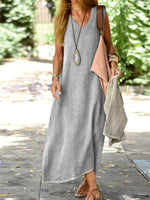 Casual Solid V Neck Sleeveless Maxi Dress