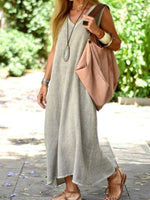 Women's Plain V-Neck Sleeveless Relaxed Fit Casual Maxi Dress