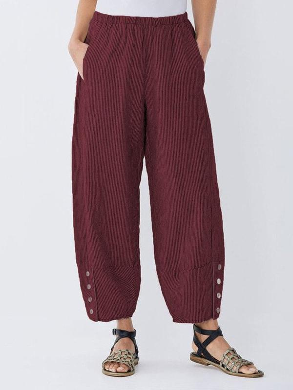 Casual Striped Pockets Pants