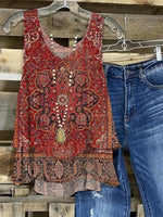 LilyWish Showy Red Sleeveless Top