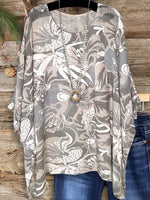 Casual Grey Round Neck 3/4 Sleeve Top