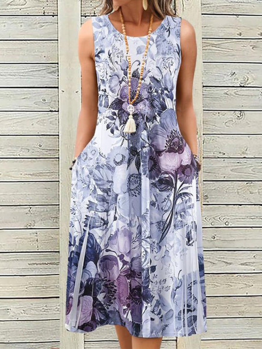 LilyWish Vintage Floral Print Dress