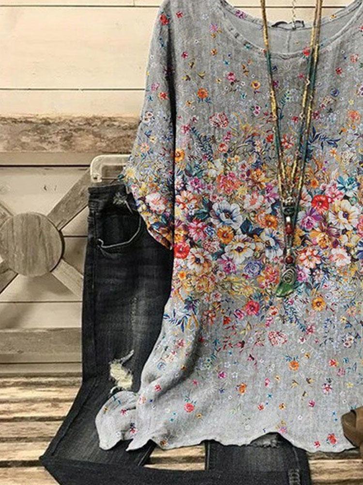 LilyWish Irregular Print Short Sleeve Blouse