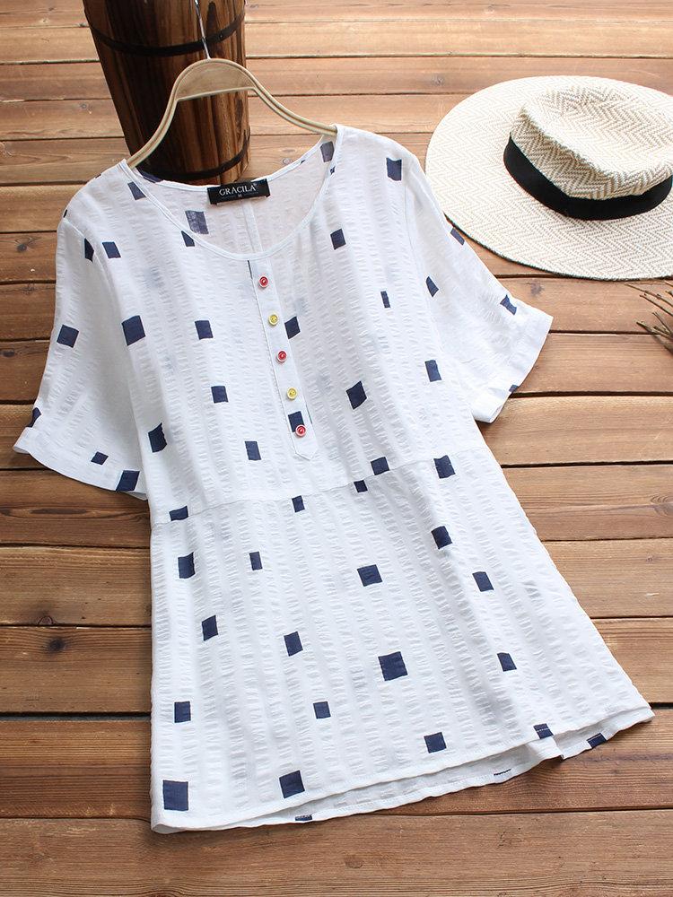 LilyWish Short Sleeve Geometric Print Casual T-shirt
