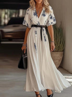 Special V-Neck Short Sleeve Maxi Dress