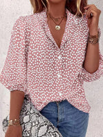 LilyWish Pink Polka Dot Print 3/4 Sleeve Top