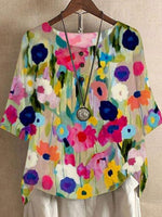 LilyWish Elegant Multicolor Floral Print Top