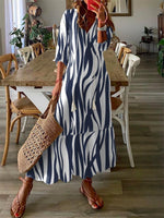 Casual Abstract Print Half Sleeve Maxi Dress