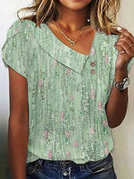 Casual Floral Printed Short Sleeve Blouse
