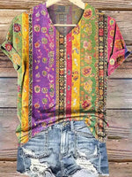 Bright V-Neck Short Sleeve Top