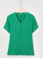 Solid Casual V-neck Short Sleeve T-shirt