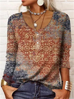 LilyWish Multicolor Casual Round Neck Printed Long Sleeve Blouse