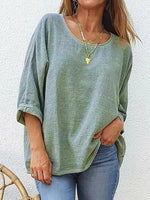 LilyWish Women's Casual Loose Round Neck 3/4 Sleeve T-Shirt