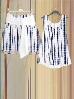 White V-neck Sleeveless Two Piece Set