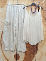 White Casual Round Neck Solid Sleeveless Two Piece Sets