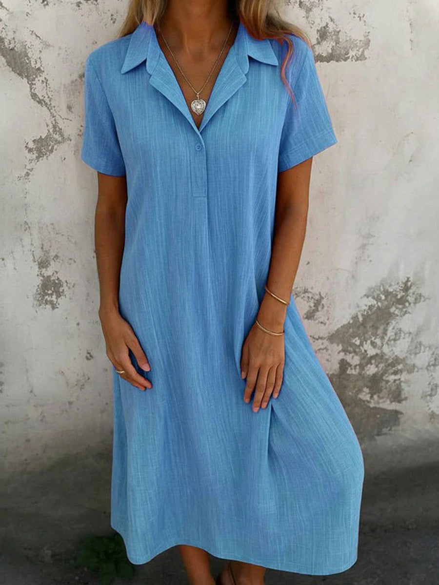 Solid Colour Casual Short Sleeve Dress