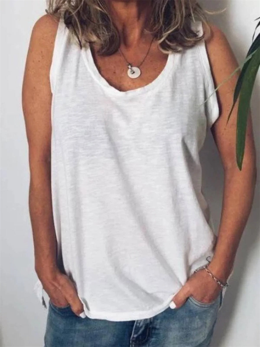LilyWish Sleeveless Crew Neck Plain Tank Top