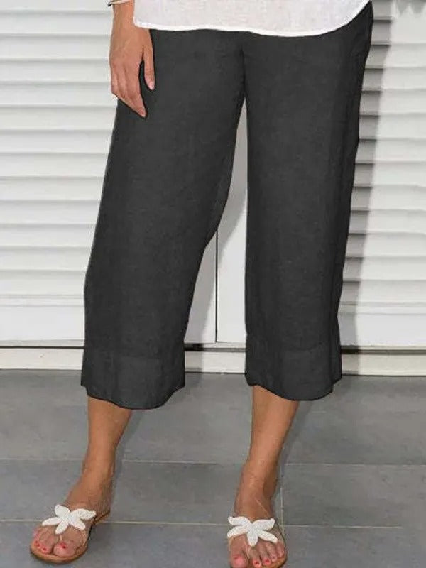 Black Casual Solid Plain Pants