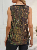 Sexy V-Neck Sleeveless Sequin Print Tank Top
