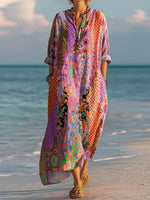 Elegant V-Neck Long Sleeve Maxi Dress