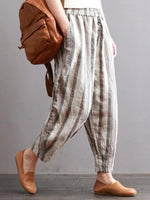 Cotton Striped Casual Ankle-Length Harem Pants