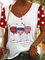 LilyWish Cute Short Sleeve V-Neck Top