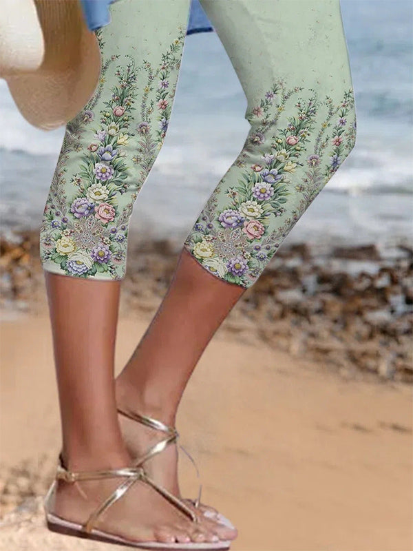 Aqua Casual Floral Printed Legggings