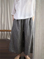 Artistic Plaid Drawstring Loose Pants